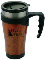 Travel Mugs: 16oz Wood Grain Sporty Travel Mugs